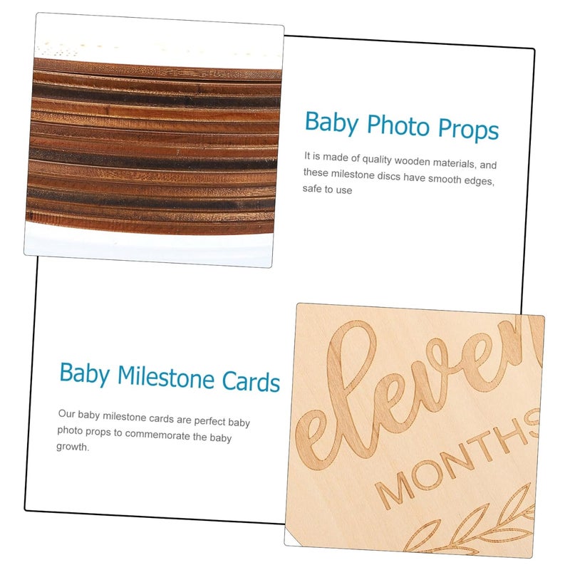 Wooden Milestone Discs For Newborn Photography 13Pcs Monthly Growth Announcement Cards - Image 5